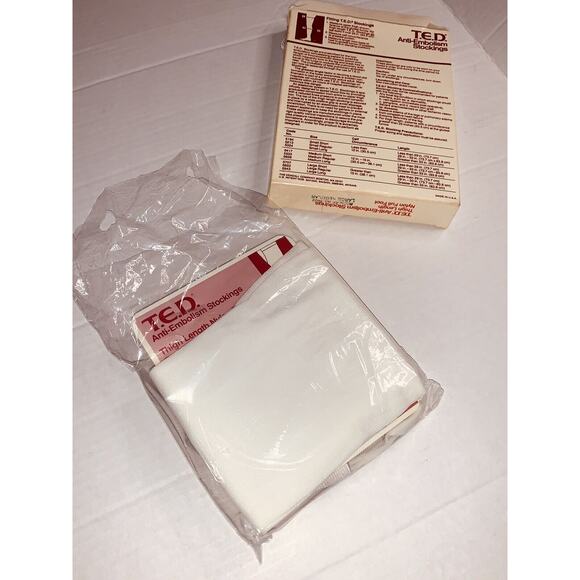T.E.D. Anti-Embolism Stockings Thigh Length L-Regular 1 pair Nylon Full Foot NOS - Picture 2 of 7